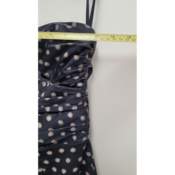 H&M Black Strapless Tube Dress Beige Polka Dots Ruched Bust Women's Size 6 - Picture 10 of 12